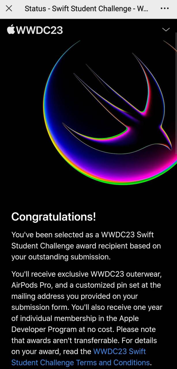 WWDC23 Swift Student Challenge winner announcement